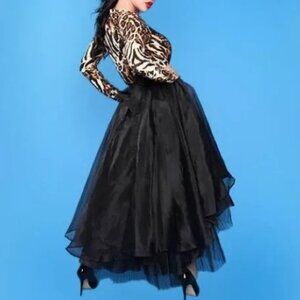 GRACIA High Low Black Tulle Ruffle Skirt Size M NEW NWT